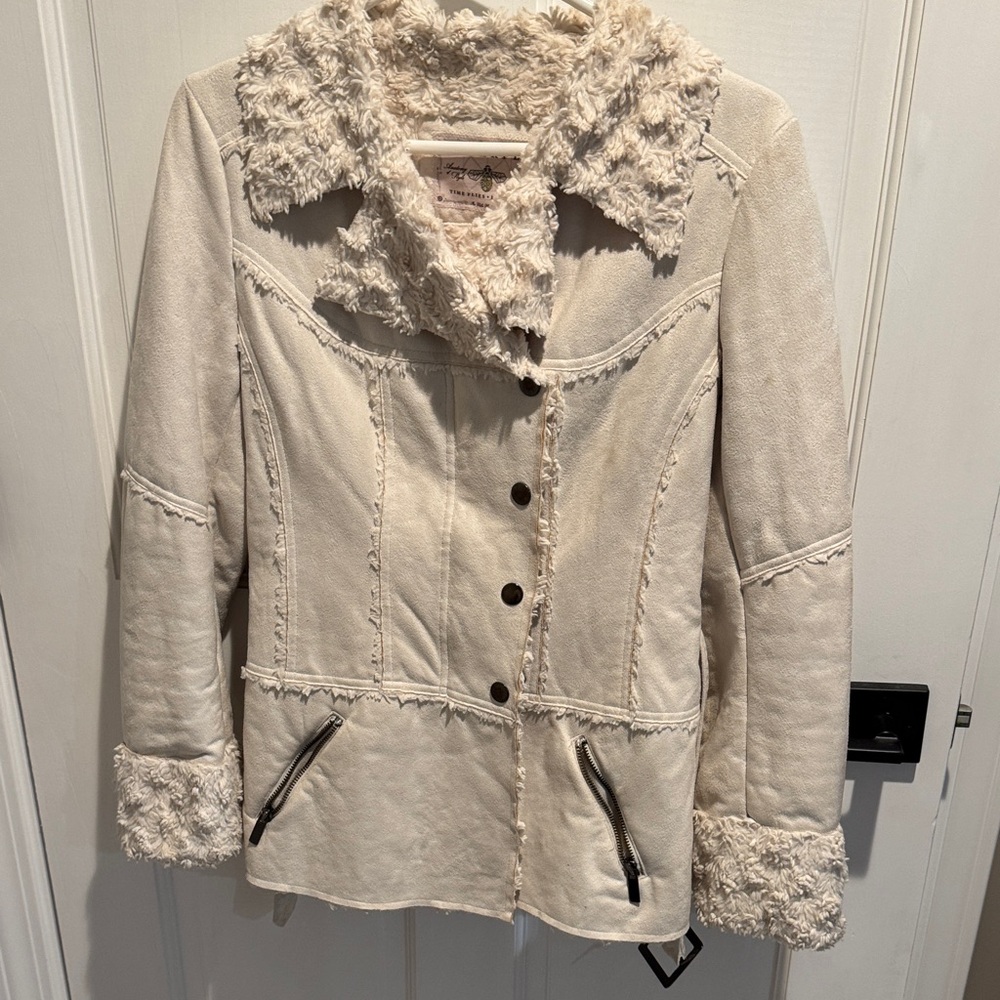 Sugarfly Cream Teddy Jacket with Faux Fur - Picture 6 of 8
